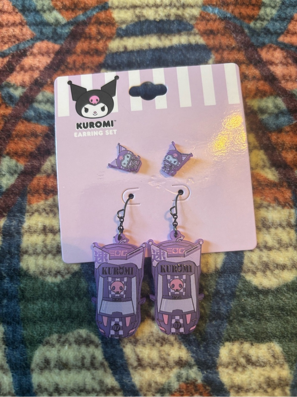 Sanrio Kuromi Purple Car Dangle Earring Set